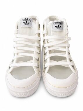 adidas White High-Top Canvas Lace-Up Sneakers